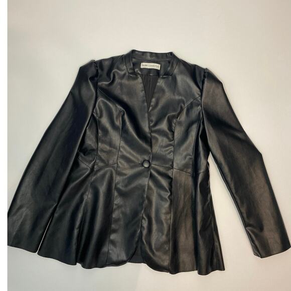 GLORY CONNECTION AMANDA BUTTONED SCULPTED SILHOUETTE LEATHER BLAZER - Picture 2 of 6